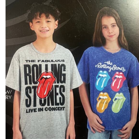 NWT Boys/Girls Rolling Stones Tee Shirts, Size 10/12, 2-Pack, Short Sleeve - Picture 2 of 4